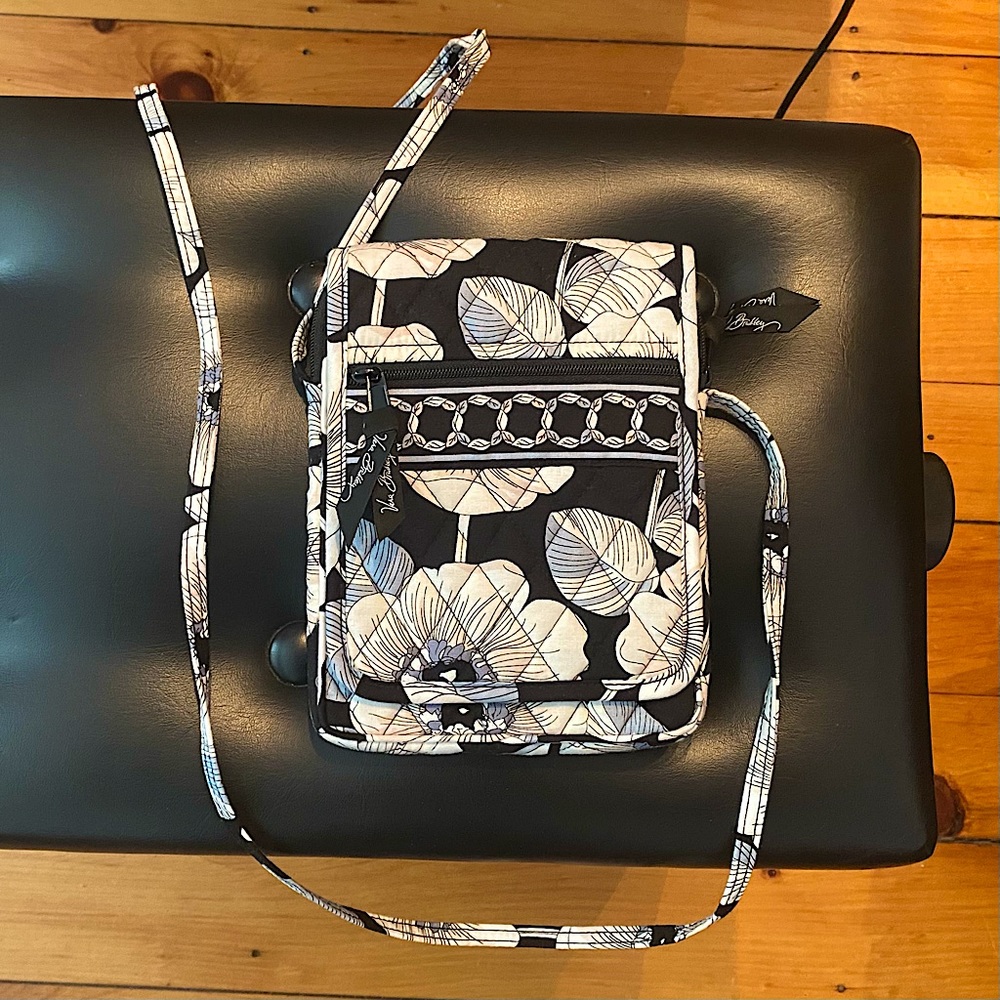 Vera Bradley Black Camellia Hipster Crossbody Bag